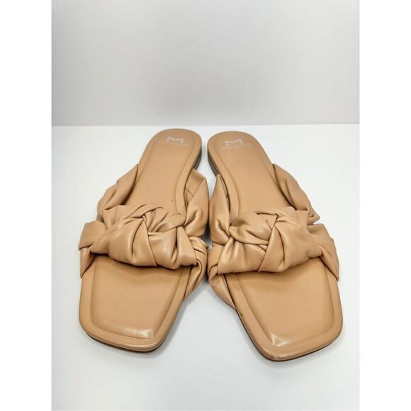 Marc Fisher Sandals Womens Size 8.5 Tan Square Open Toe Knot Detail - Picture 4 of 10